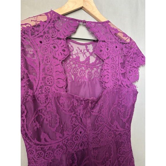 BB Dakota Women's 8 Purple Rhianna Illusions Fit & Flair Open Back Lace Dress - Picture 5 of 11